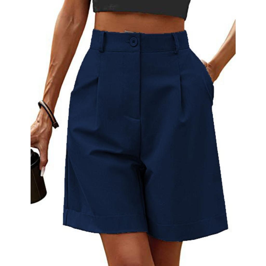 Pantalones para Mujer, Verano, Corte Ajustado, Cintura Alta, Corte Holgado, Adelgazantes, Pierna Recta, Pantalones Casuales de Longitud Media, Transpirables, Pierna Ancha, Pantalones Cortos