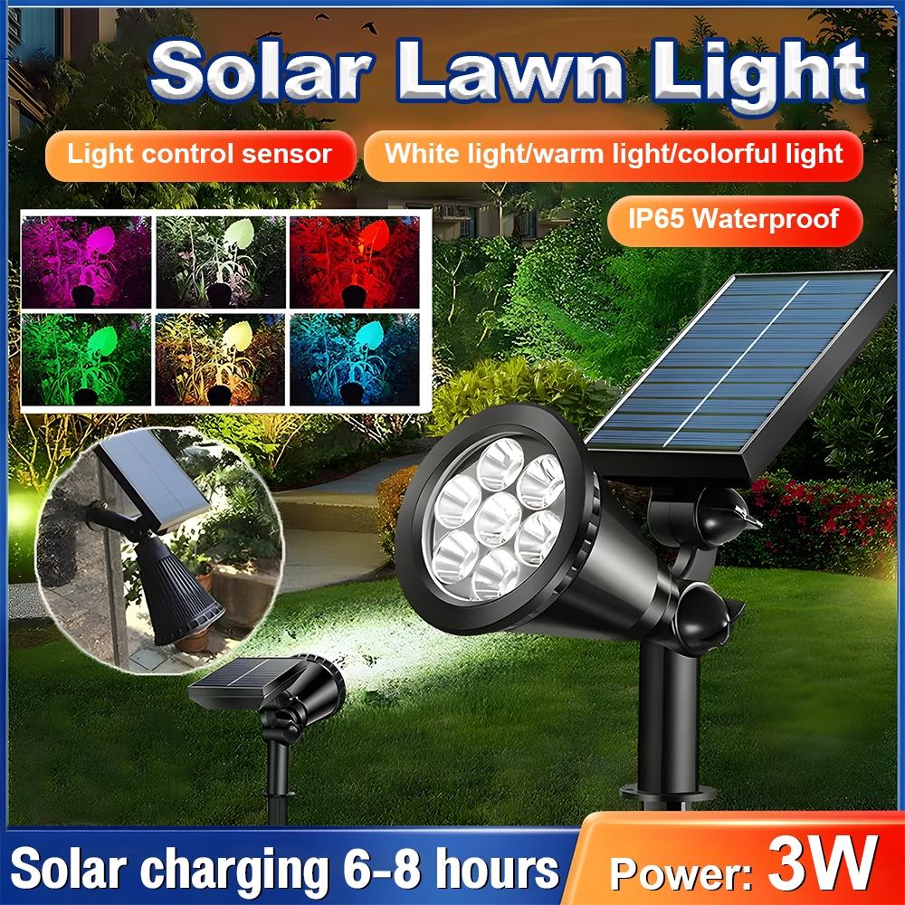 Solar Lights, Outdoor Lawn Lights, 7 Grounding Plugs, LED Garden Solar Spotlights, Decorative Lights, Lawn Landscapes, White/warm/color Lights