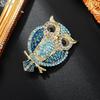 Brooch For Women Metal Owl Animal Rhinestone Pin Creative Fashion Jewelry For Coat Office Party Wear