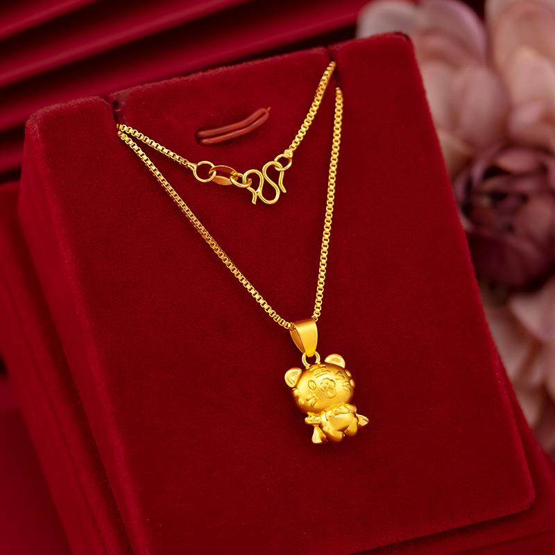 

Timeless Tiger Blessing! Gold Adjustable Necklace, Symbol of Power Prosperity for Her золотой