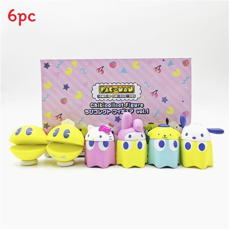 Pacman Sanrio Коллаборация ПВХ Коллекционные Фигурки для Декора Дома и Подарка