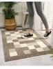 Brown Checkered Striped Washable Polypropylene Entrance Doormat
