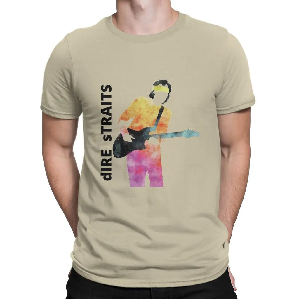 Music T Shirt Men's  Cotton Vintage T-Shirt O Neck Dire Straits Band Tees Short Sleeve Tops Graphic
