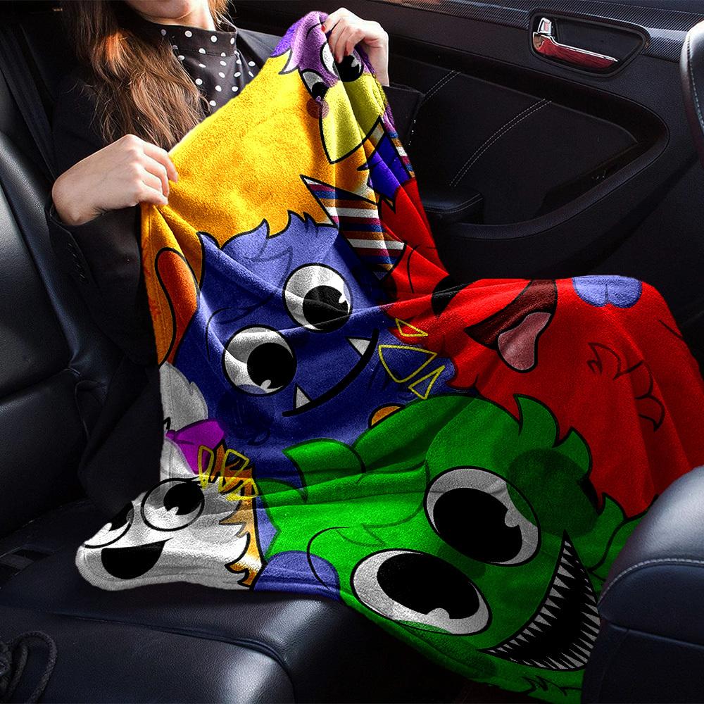 1pc Colorful,Monsters,Fun Digital Printed Flannel Blanket, Super Soft Plush Fleece Bed Cover, Multipurpose Four Seasons Hypoallergenic Quilt