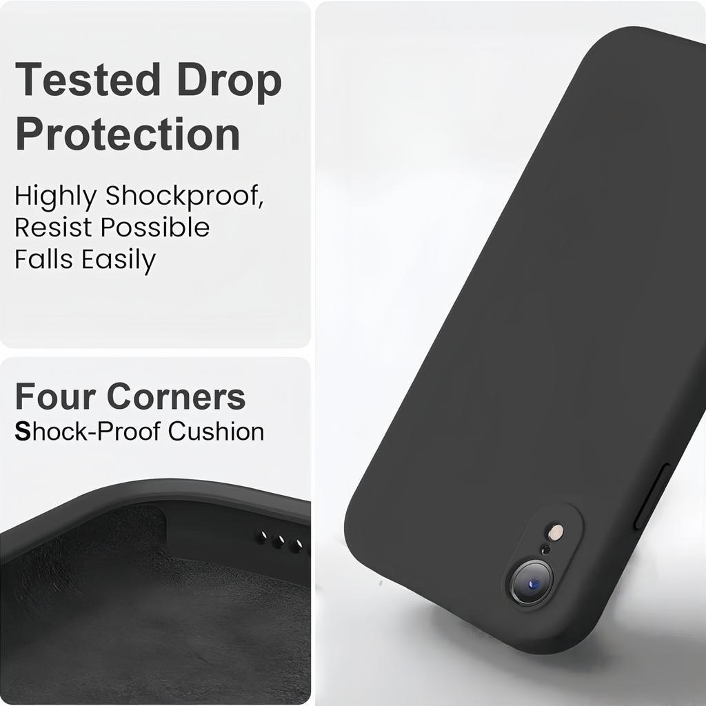 Moderne Einfarbige Stoßfeste Schutzhülle aus flüssigem Silikon für iPhone XR