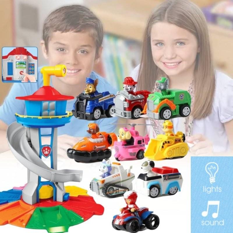 Back Pull Watchtower Vehicle Children Puzzle Toy Set Lookout Electric