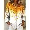 Women's Long Sleeve Ombre Clover Print Button Down Casual Shirt Elegant Daily Blouse Tops in White for Spring Summer