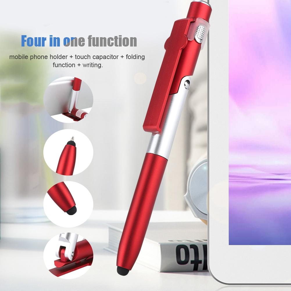 4 In 1 Touch Screen Capacitive Ballpoint Pens With LED Light For Tablet(Red)