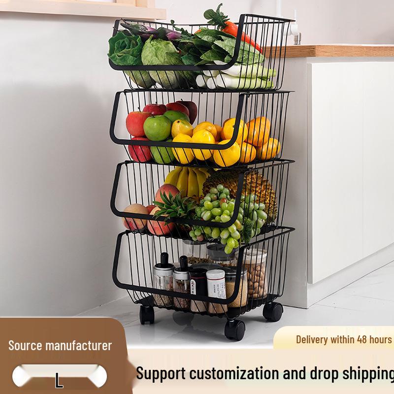 Multi-Layer Kitchen Vegetable & Fruit Storage Trolley