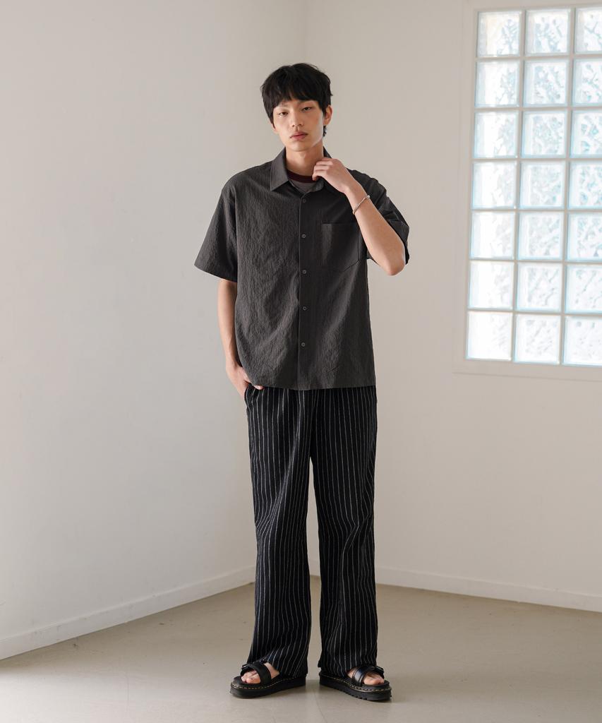 JEMUT Summer Striped Wide Pants Black Mmlp2628