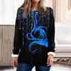 Women's Fashionable Printed Round Neck Long Sleeved Plush Warm Pullover Top