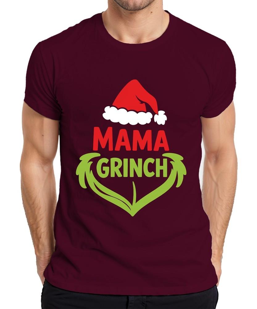 Mama Grinch Christmas Gift Hat Green Heart Family Funny Unisexs Tshirt