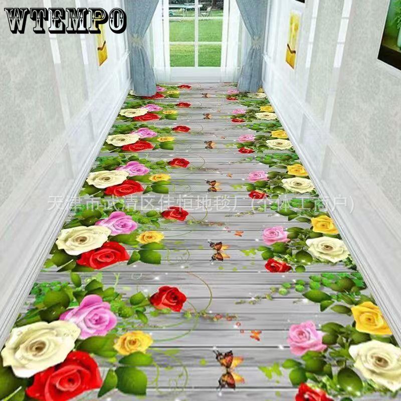 3D Flower Home Corridor Carpet Crystal Velvet Dirt Resistant Wear-resistant Anti Slip