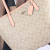 New COACH City Canvas With Smooth Leather Tote Bag Shopping Bag Handbag Shoulder Bag Large Size Women's Khaki 5696-IMTYF