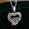 Crystal Luxury White Zircon Stone Heart Mom Letter Pendant Necklace Vintage Wedding Jewelry For Women Mother's Day Gift