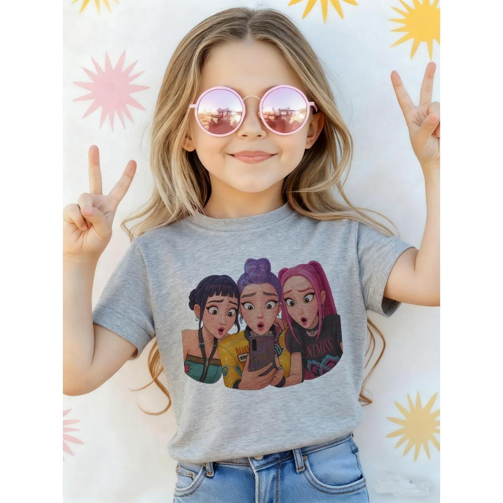 Nuovo in T-shirt per Bambini Bambine KPop Demon Hunters Divertente Maglietta per Fan KPop Demon Hunters Vestiti Ragazzi Ragazze Maglietta Top Unisex