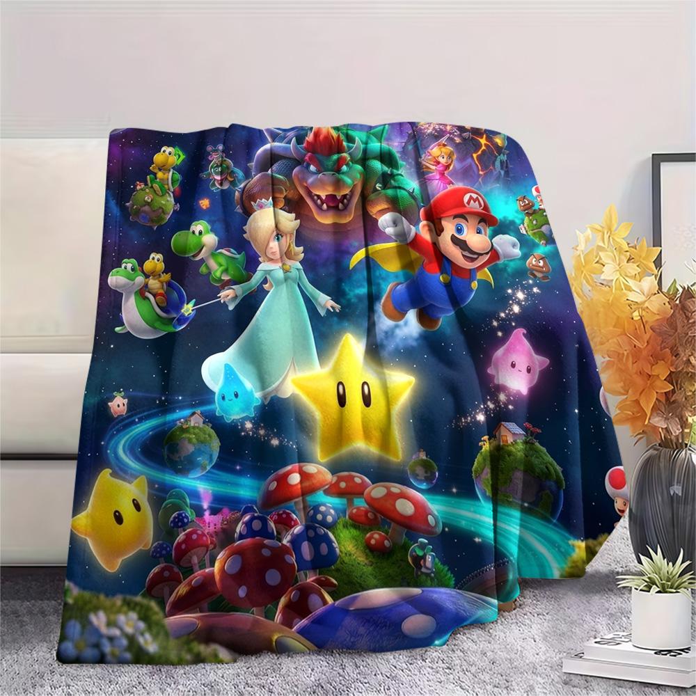 Super Mario Print Flannel Blanket, Ultra Soft High Quality All Seasons Warm Throw, Home Decor Cozy Blanket, Perfect Christmas Gift