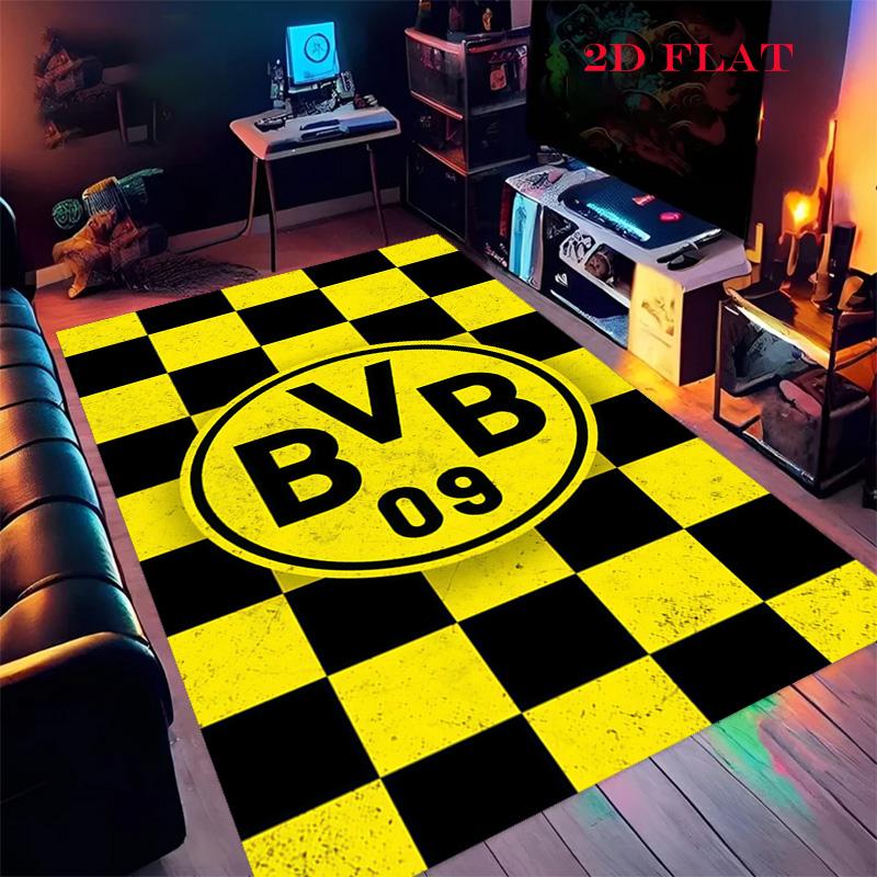Borussia Dortmund Logo Teppich für Wohnzimmer Schlafzimmer Zuhause Sofadekoration, rutschfeste Bodenmatte für Kinder