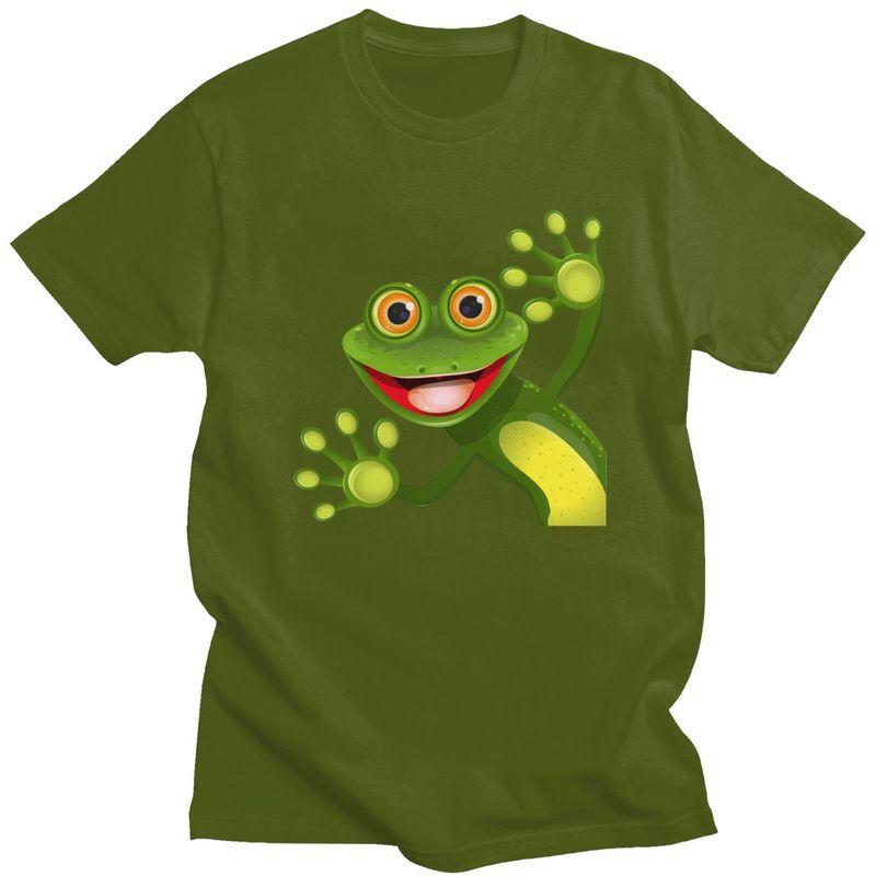 Custom Happy Frog T Shirts for Men Pure Cotton Tees Tshirt Short Sleeve Casual Tshirt Clothing