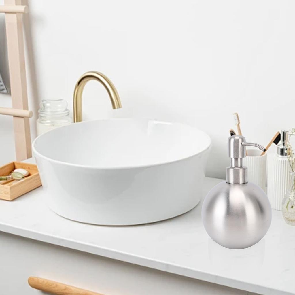 500ml Stainless Steel Soap Dispenser, Refillable Rust Proof Liquid Pump Bottle for Kitchen Bathroom Countertop Commercial Residential Use