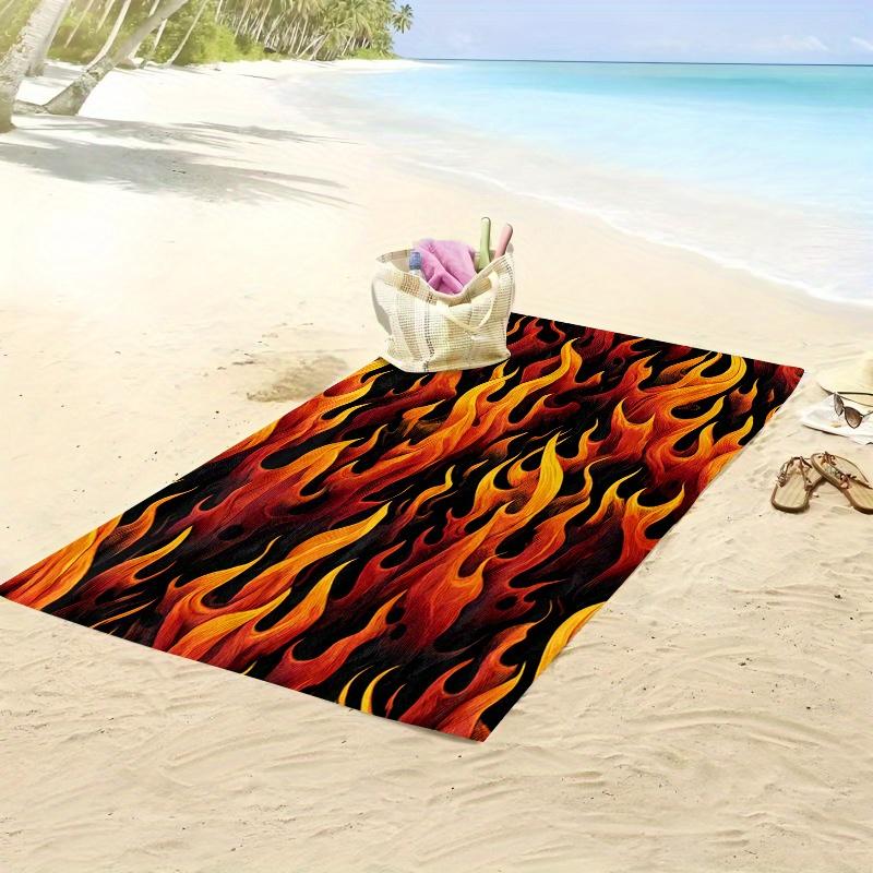 Intensiver Flammen-Print Strandtuch Heimdekoration Tropischer Sommer Outdoor Wasserdichte Picknickmatte Dekorative Strandtuch Deckenstoff