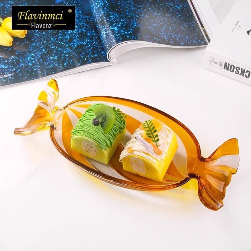 Flevincy European Style Crystal Glass Fruit and Snack Plate