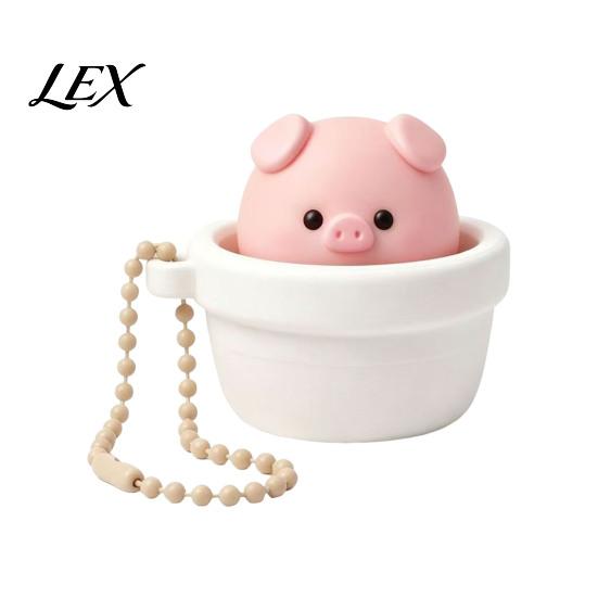 Handheld Sensory Gadget Potted Pig Clicker Toy with Bead Chain, Clicky Button Fidget Pendant for Stress Relief, Finger Backpacks School Bags