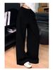 Petite XS Women’s Navy Blue Straight-Leg Wide-Leg Suit Pants, Old Money Style, Spring & Autumn, 145cm Length