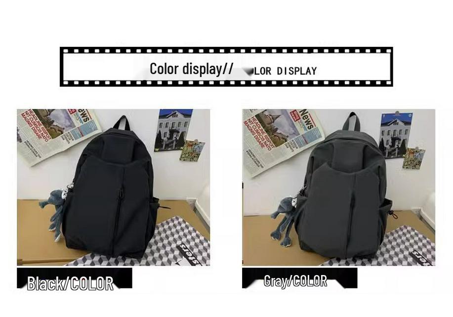 Large Capacity Solid Color Canvas Backpack - University & High School Bookbag