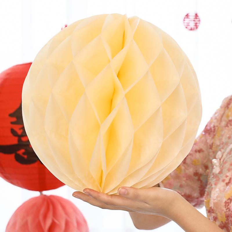 Wedding Double Happiness Garland & Lantern Set with Honeycomb Ball Columns for Background Decor