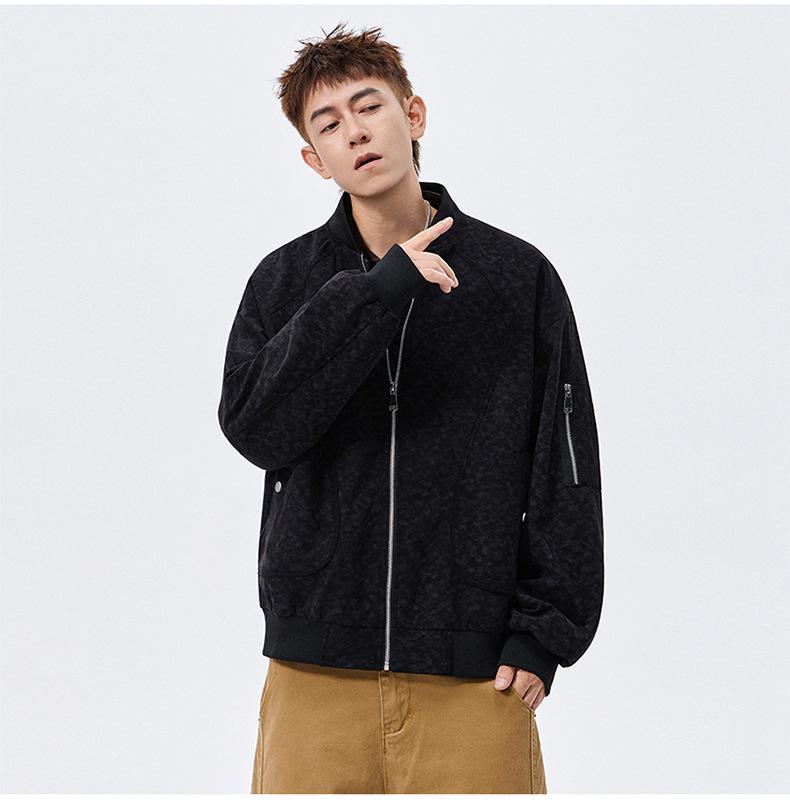 ACU Men's Dirty Color Baseball Jacket | American Workwear Casual Plus Size Loose Autumn/Winter Jacket