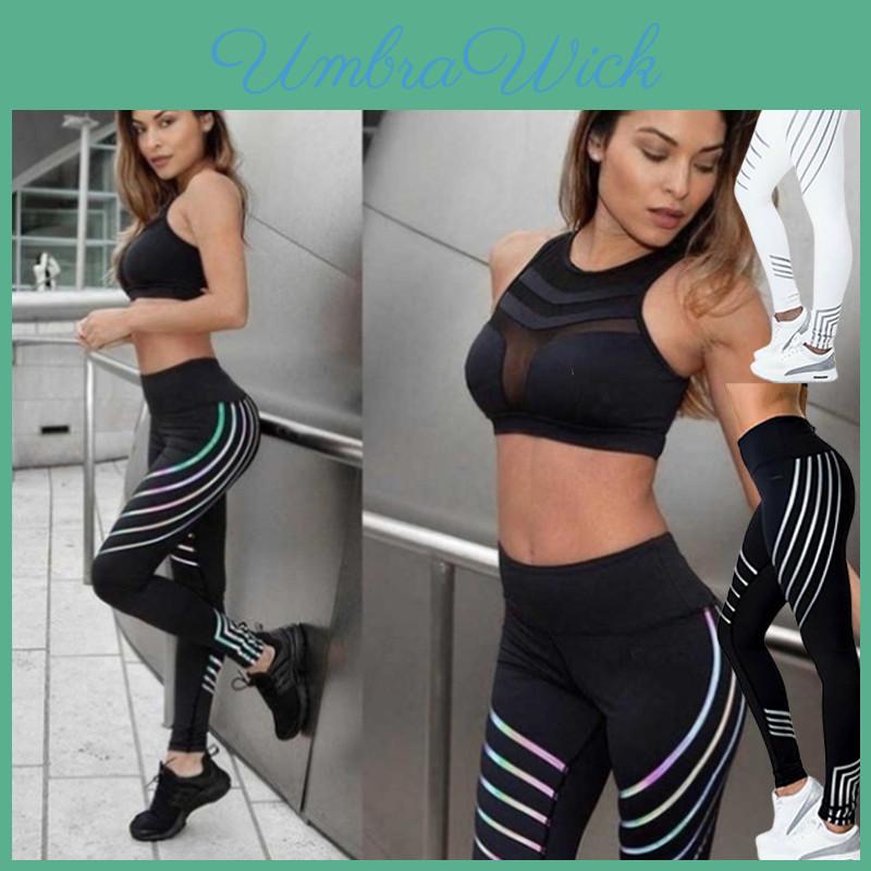 Women's High-waist Leggings With Reflective Strip For Gym And Yoga Workout