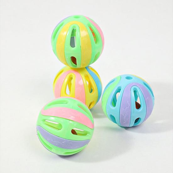 Yousheng 4Pcs Cat Bell Ball Toys Colorful Jingle Balls Cat Interactive Play Toy Hollow Ball with Bell Toy for Indoor Kittens Pounce Chasing Solo