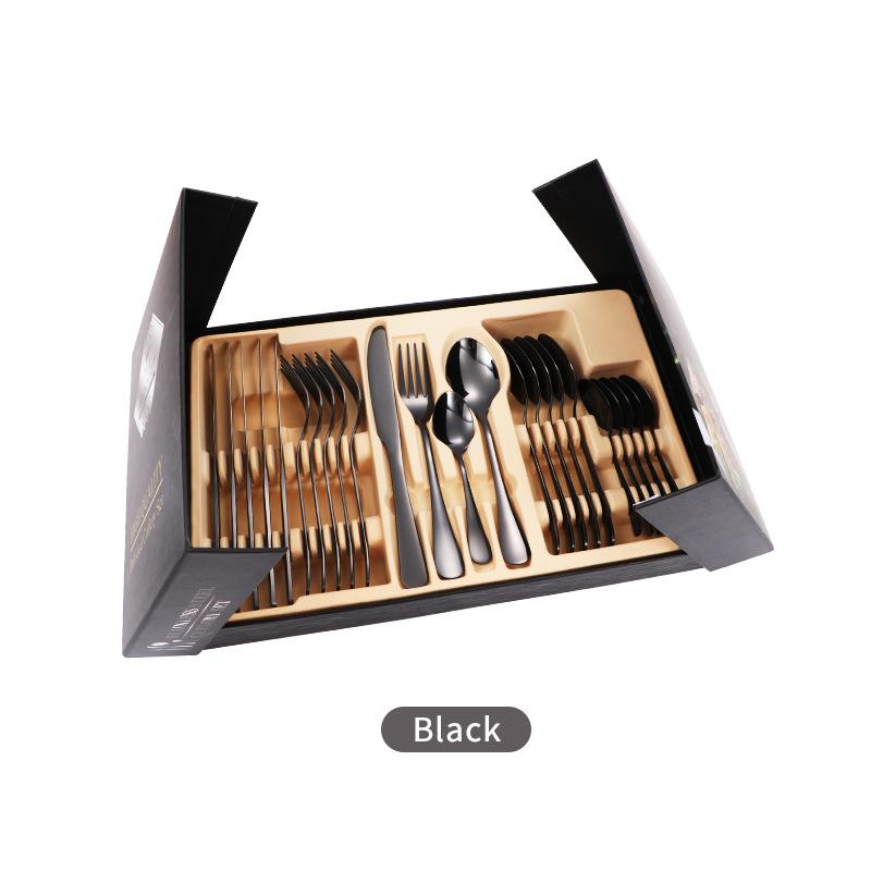 Stainless Steel 24 Pieces Suit 1010 Four Main Pieces Knife, Fork and Spoon Double Open Gift Box Tableware Suit