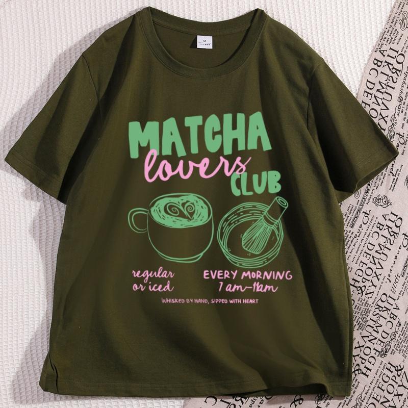 Matcha Lovers Club Tee Oversized T Shirt Cafe Aesthetic Graphic Tee Funny Tea TShirt for Men Women Streetwear