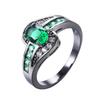 Black Gold KT Oval Zircon Ring Women's Ring Oval Ring White Black Jewelry Antique Women