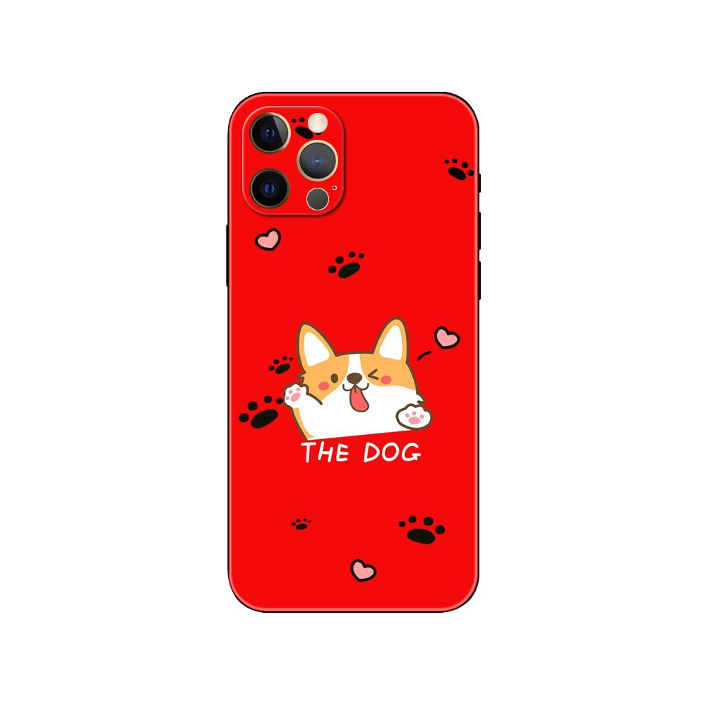 Pies Corgi słodkie zwierzę Kreskówka etui na telefon dla iphone 5 2020se 6 6s 7 8 plus x 10 XR XS 11 12 13 mini pro MAX czarny pokrowiec na tył z tpu