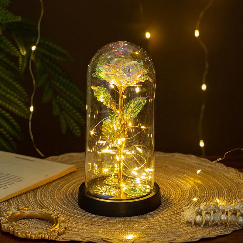 Eternal Flower Glass Cover Luminous Gold Foil Rose Christmas Valentine's Day Gift Creative Night Light Ornament