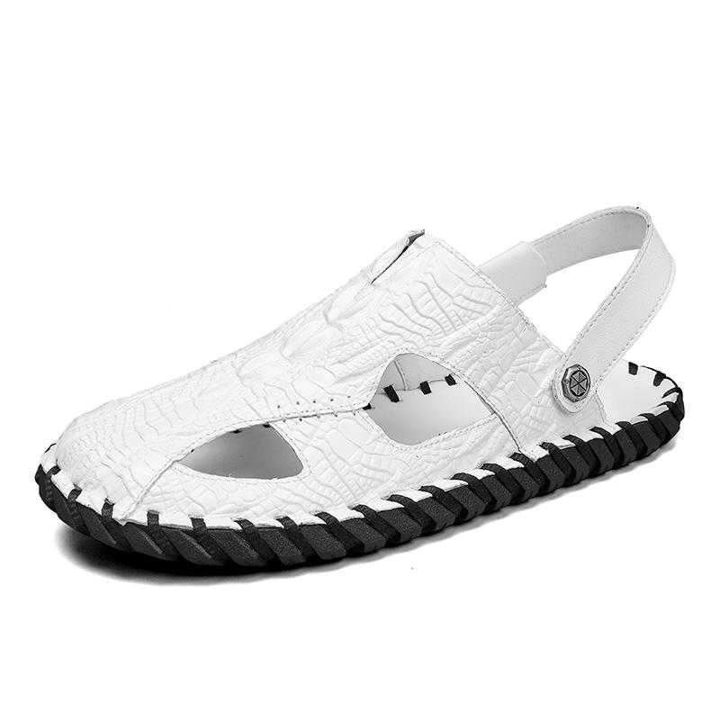 Fashion Mens Sandals Confortable Crocodile Pattern Lightweight Classic Beach Slippers Plus Size Non Slip Soft Black Sandals for Men