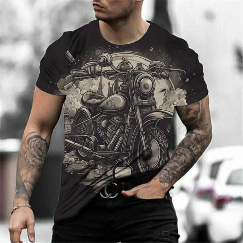 Motorcycle T-shirt Men 3D Print Short Sleeve Vintage Classics TShirt For Mens Street Ride Biker Shirts Tops Oversized Tee Shirt