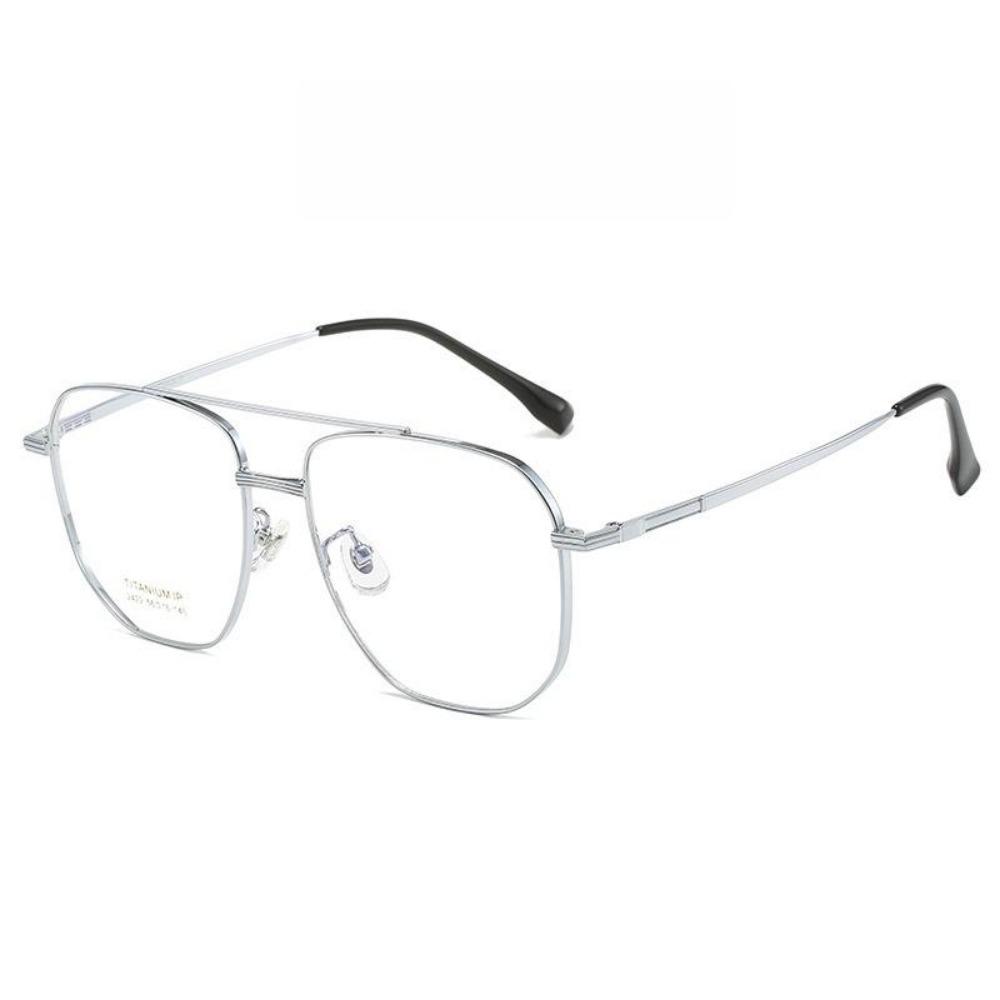 

TFTB Новые Модные Очки-авиаторы Мужские и Женские Ультралегкие Модные Титановые Оптические Очки с Двойной Перекладиной для Коррекции Зрения, Оправа 144 мм серебряный