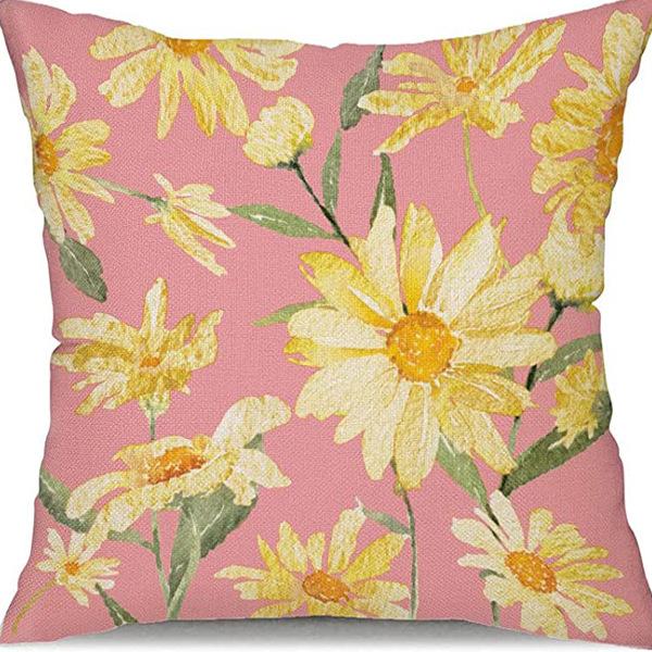 Small Daisy Flower Pillowcase New Striped Linen Home Fabric Sofa Pillowcase Light Luxury