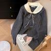 Korean Doll Collar Cardigan: Elegant Knitwear with Bow Tie Lace for Spring & Autumn