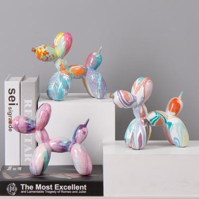 Balloon Dog Home Decor Animals Figurine Ceramic Cute Statue Art Sculpture Craftwork Black with Line Boy Room Decoration