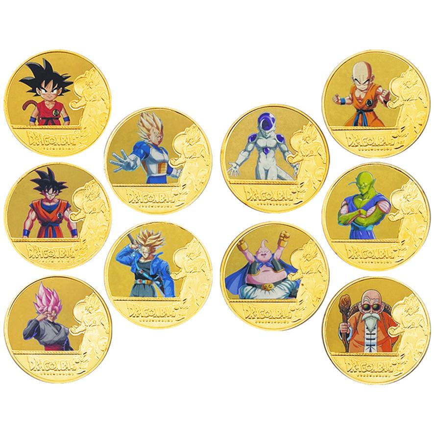 Anime  Z Gold Plated Gold Coin Son Goku Vegeta  Coins Kids Classic Anime Peripherals Collection Toy Souvenir