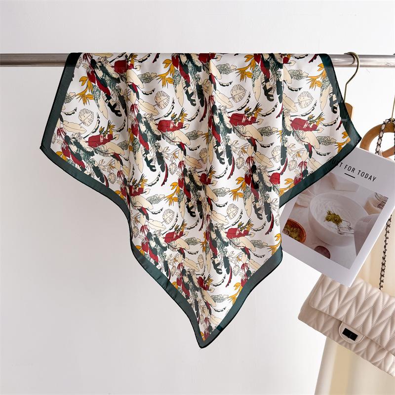 New landscape printed silk scarf square scarf high-end shawl professional versatile neck small square scarf headscarf women'