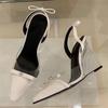 Frühling Sommer Mode PVC Transparent Spitzschuh Damen Pumps Elegant Kristall Keilabsatz Sandalen Partyschuhe