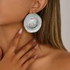 Ingemark Exquisite Trendy Large Round Hat Stud Earrings Vintage Elegant Gold Color Earrings Engagement Birthday Party Jewelry