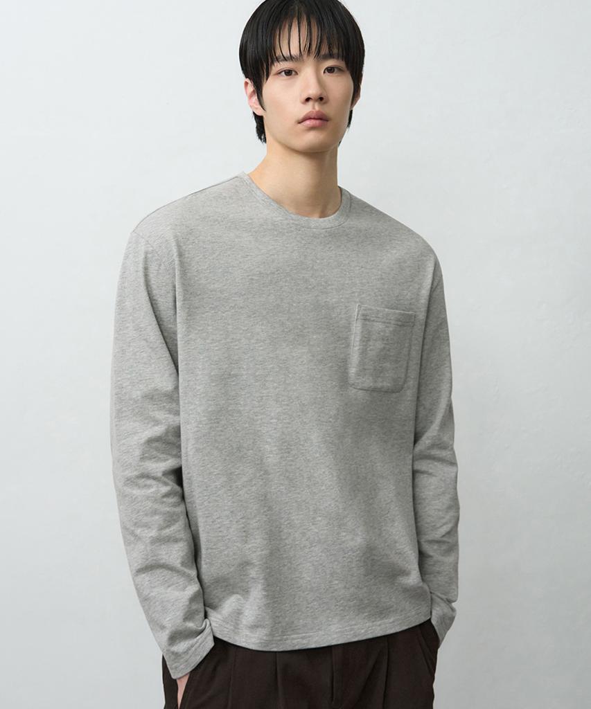 DRAW FIT Hail Cotton Pocket Long Sleeve T-Shirt [M.Grey]