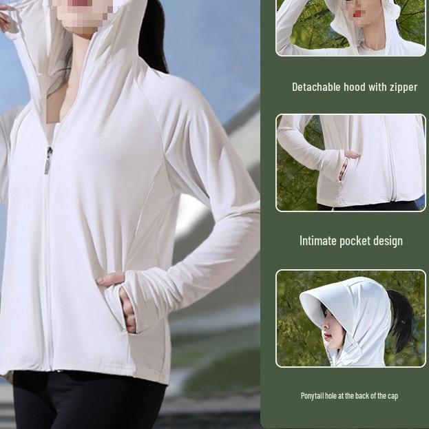 Women's Hooded Sun Protection Knit Cardigan – Lightweight Long Sleeve Outdoor Jacket